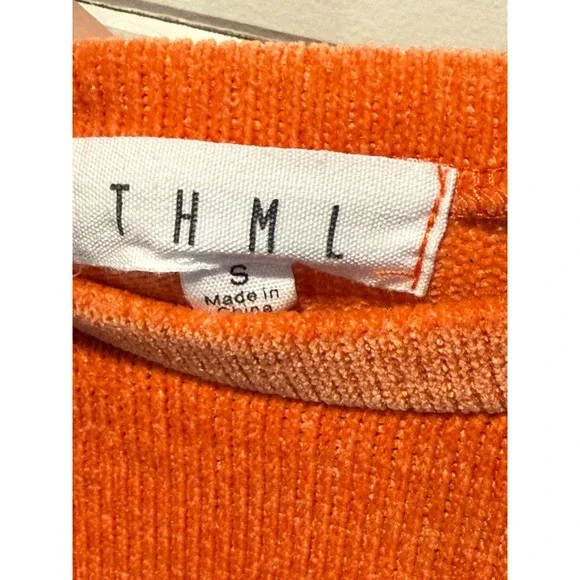 THML Orange Mixed Media Striped Ikat Long Sleeve Sweatshirt Small PTM1644-2-R - Picture 3 of 7